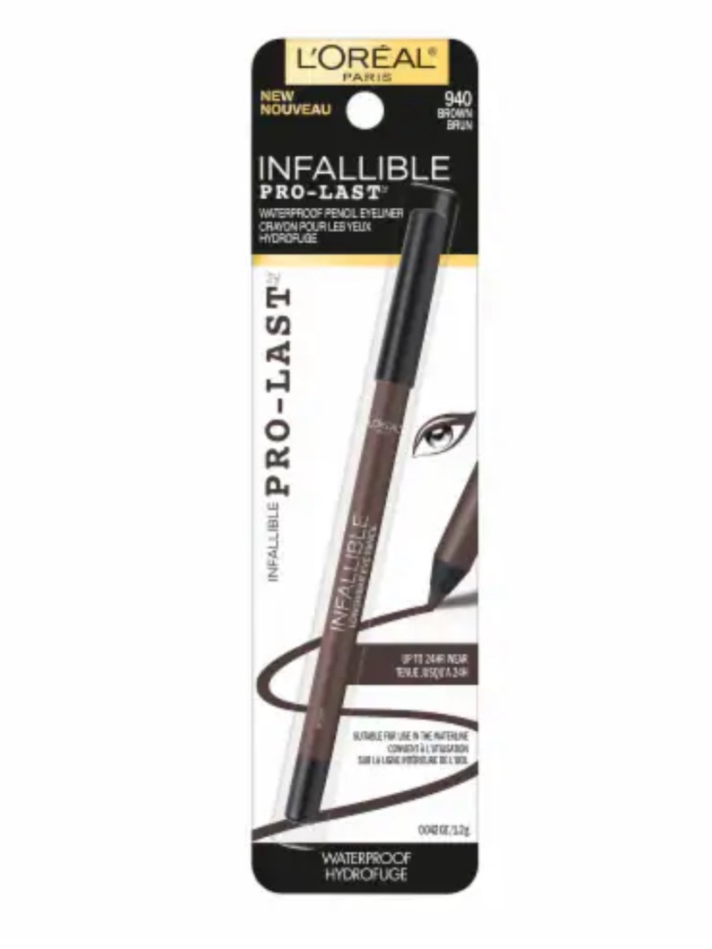 L'Oréal Infallible Pro-Last Waterproof Eye Pencil -Brown, NEW - Picture 3 of 4